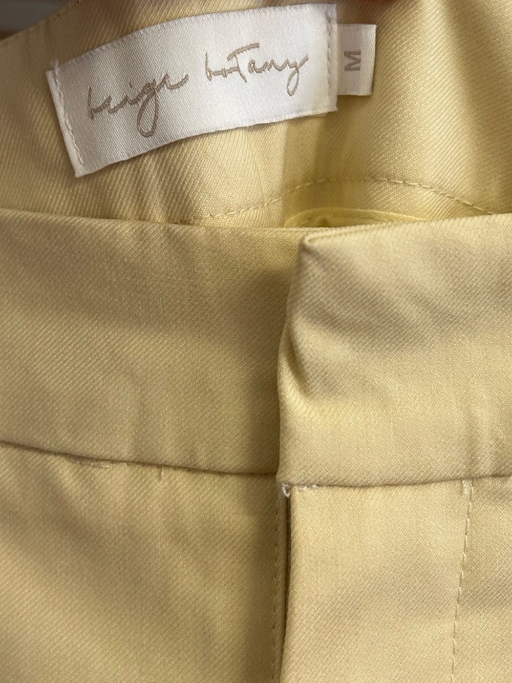 Beige Botany Pale Yellow Front Pleated Wide Leg High Rise Trouser Pants - size M - Picture 3 of 4
